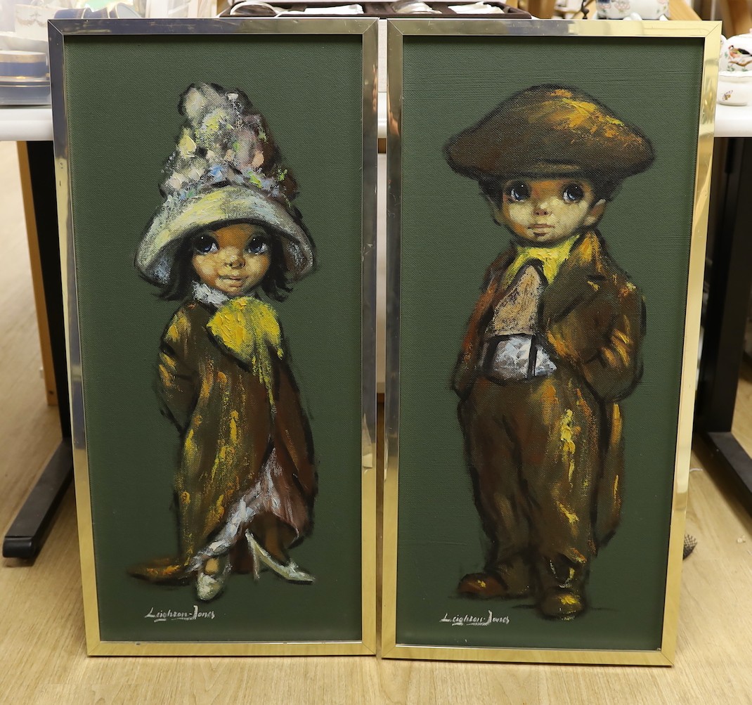 Bary Leighton-Jones (1932-2011), pair of oils on board, Portraits of children, signed, 83 x 37cm